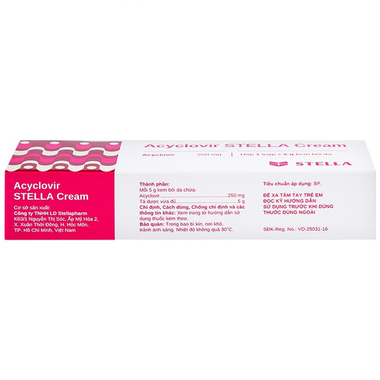 Kem bôi Acyclovir Stella Cream điều trị da nhiễm virus Herpes Simplex (5g)