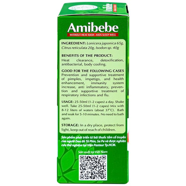 Nước tắm trẻ em Amibebe hỗ trợ điều trị rôm sẩy, mụn nhọt, lở ngứa (250ml)