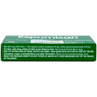 Thuốc Espumisan 40mg Menarini điều trị đầy hơi, chướng bụng (2 vỉ x 25 viên)