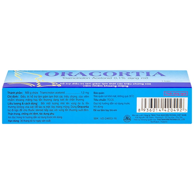 Thuốc Oracortia 0.1% trị viêm khoang miệng, loét do chấn thương (5g)