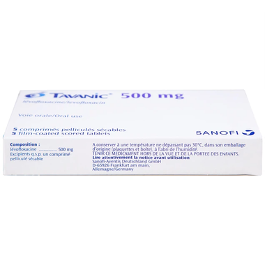 Thuốc Tavanic 500mg Sanofi trị nhiễm khuẩn (Hộp 1 Vỉ x 5 Viên)