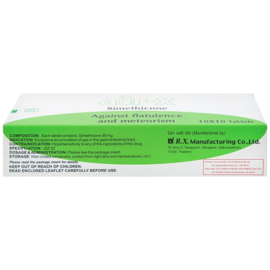 Thuốc Air-X bạc hà chống đầy hơi đường tiêu hóa (10 vỉ x 10 viên)