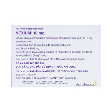 Cốm pha hỗn dịch Nexium 10mg trị trào ngược dạ dày, thực quản (28 gói)