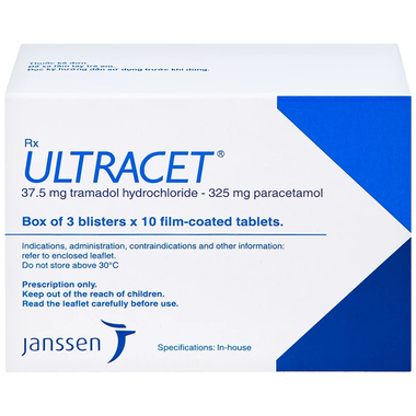 Thuốc Ultracet hỗ trợ điều trị cơn đau từ trung bình đến nặng (3 vỉ x 10 viên)