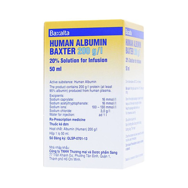 Thuốc tiêm Human Albumin 20% Octapharma phục hồi và duy trì thể tích máu (50ml)