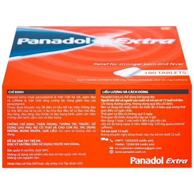 Thuốc Panadol Extra đỏ GSK giúp giảm đau, hạ sốt (15 vỉ x 12 viên)