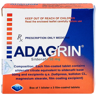 Thuốc Adagrin 50mg ICA điều trị rối loạn cương dương (3 viên)