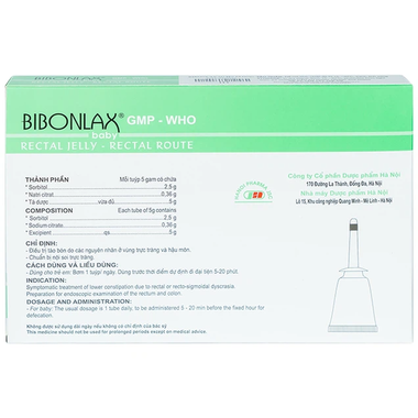 Gel dùng đường trực tràng Bibonlax Baby điều trị táo bón (10 tuýp x 5g)