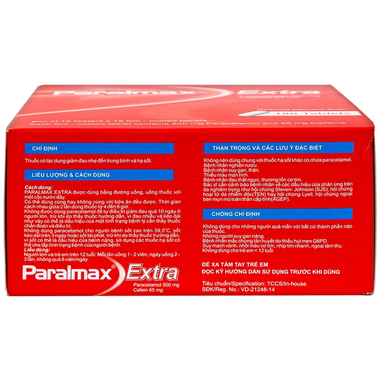 Thuốc Paralmax Extra giảm đau, hạ sốt (15 vỉ x 12 viên)