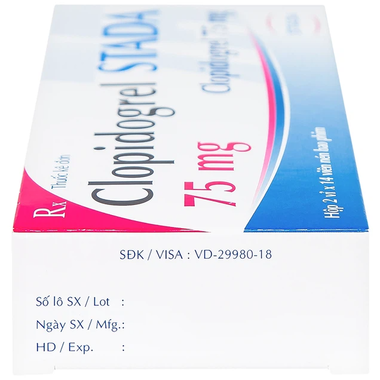 Thuốc Clopidogrel Stada 75mg chống kết tập tiểu cầu,giảm nguy cơ bệnh tim và đột quỵ (2 vỉ x 14 viên)