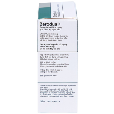 Thuốc xịt khí dung Berodual Boehringer giúp giãn cơ trơn khí phế quản (Chai 10ml)