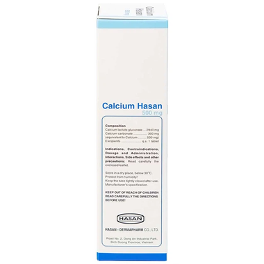 Thuốc sủi Calcium Hasan 500mg phòng và hỗ trợ điều trị loãng xương (20 viên)