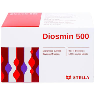 Thuốc Diosmin 500mg trị trĩ, suy giãn tĩnh mạch (6 vỉ x 10 viên)