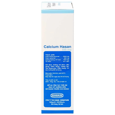 Thuốc sủi Calcium Hasan 500mg phòng và hỗ trợ điều trị loãng xương (20 viên)