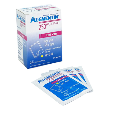 Bột pha hỗn dịch Augmentin 250mg/31.25mg điều trị nhiễm khuẩn ngắn hạn (12 gói)