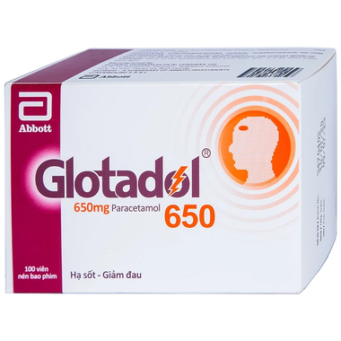 Thuốc Glotadol 650mg Glomed giúp hạ sốt, giảm đau (100 viên)