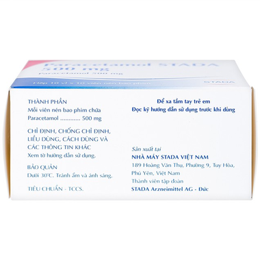 Thuốc Paracetamol Stada 500mg hỗ trợ giảm đau và hạ sốt (10 vỉ x 10 viên)
