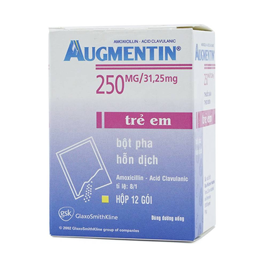Bột pha hỗn dịch Augmentin 250mg/31.25mg điều trị nhiễm khuẩn ngắn hạn (12 gói)