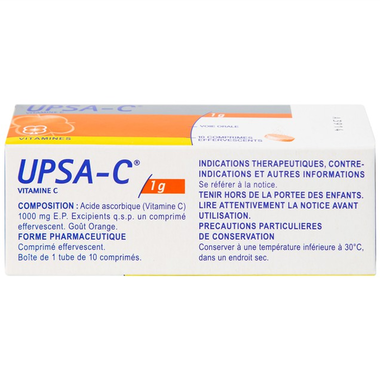 Thuốc sủi UPSA-C 1000mg Upsa SAS hỗ trợ điều trị tình trạng thiếu hụt vitamin C (10 viên)