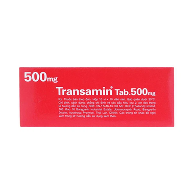 Thuốc Transamin 500mg điều trị chảy máu bất thường (10 vỉ x 10 viên)