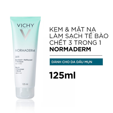 Kem tẩy tế bào chết 3 tác dụng Vichy Normaderm 3In1 Scrub + Cleanser + Mask (125ml)