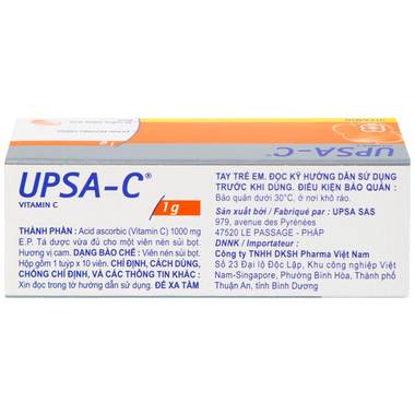 Thuốc sủi UPSA-C 1000mg Upsa SAS hỗ trợ điều trị tình trạng thiếu hụt vitamin C (10 viên)