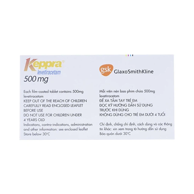Thuốc Keppra 500mg  điều trị các cơn động kinh (6 vỉ x 10 viên)