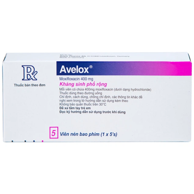 Thuốc Avelox 400mg điều trị bệnh nhiễm khuẩn (1 vỉ x 5 viên)