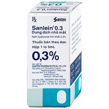 Dung dịch nhỏ mắt Sanlein 0,3% điều trị rối loạn biểu mô kết, giác mạc (5ml)