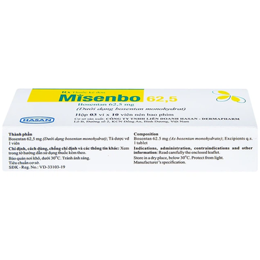 Thuốc Misenbo 62.5mg điều trị tăng huyết áp động mạch phổi (30 viên)