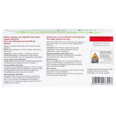 Thuốc tiêm Toujeo Solostar 300U/ml Sanofi điều trị tiểu đường (5 cây x 1.5ml)