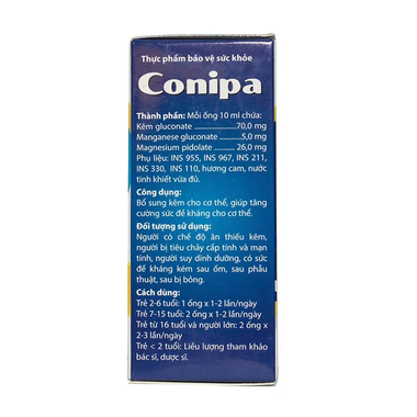 Thuốc Conipa Pure điều trị thiếu kẽm, suy dinh dưỡng (4 vỉ x 5 ống)
