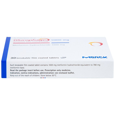 Thuốc Glucophage 1000mg Merck điều trị đái tháo đường type 2 (30 viên)