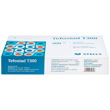 Thuốc Tefostad T300 điều trị viêm gan B, phòng và điều trị nhiễm HIV-1 (3 vỉ x 10 viên)