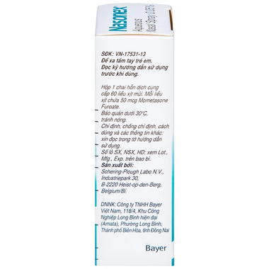 Thuốc xịt mũi Nasonex Bayer điều trị viêm mũi dị ứng (60 liều)