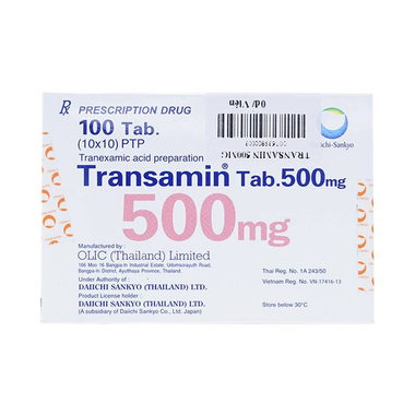 Thuốc Transamin 500mg điều trị chảy máu bất thường (10 vỉ x 10 viên)