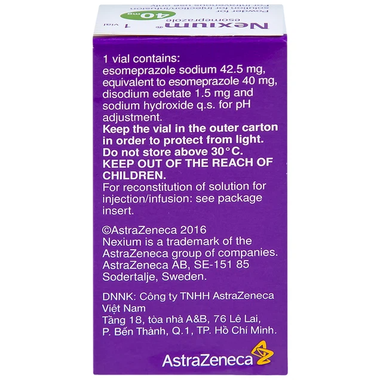 Thuốc tiêm tĩnh mạch Nexium 40mg AstraZeneca điều trị kháng tiết dịch vị (Hộp 1 lọ)