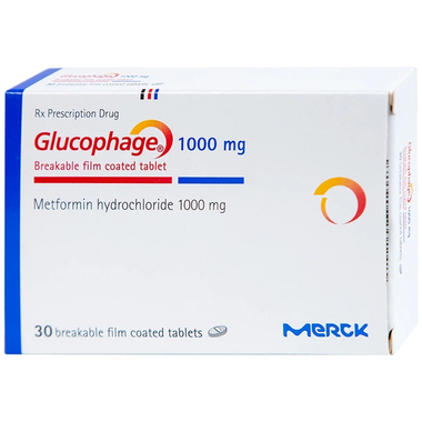 Thuốc Glucophage 1000mg Merck điều trị đái tháo đường type 2 (30 viên)