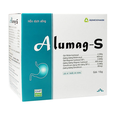 Thuốc Alumag-S điều trị viêm loét dạ dày, tá tràng (20 gói x 15g)