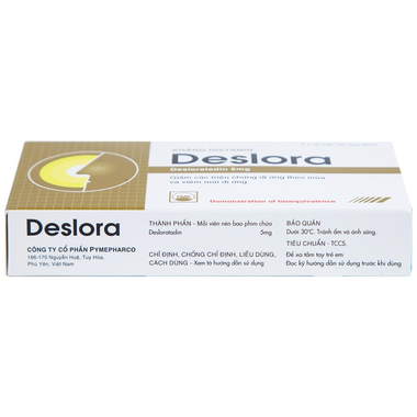 Thuốc Deslora 5mg Pymepharco hỗ trợ điều trị viêm mũi dị ứng, mày đay (3 vỉ x 10 viên)