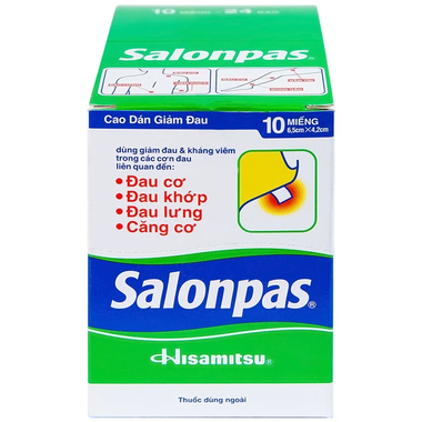 Cao dán Salonpas Hisamitsu hỗ trợ giảm đau, kháng viêm (Hộp lớn 10 miếng x 24 bao)