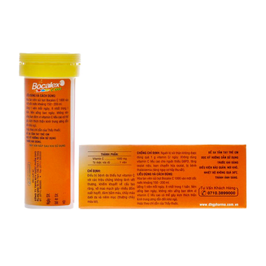 Viên nén sủi bọt Bocalex C 1000 điều trị thiếu vitamin C tuýp 10 viên