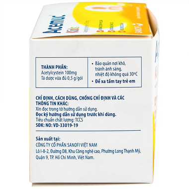 Thuốc cốm Acemuc Kids 100mg Sanofi long đàm, tiêu nhầy, giảm ho (30 gói x 0.5g)