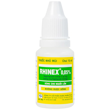 Thuốc nhỏ mũi Rhinex 0.05% giảm sung huyết viêm mũi (15ml)