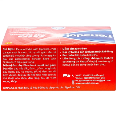 Thuốc Panadol Extra With Optizorb 500mg GSK giảm đau đầu, đau nửa đầu (12 vỉ x 10 viên)