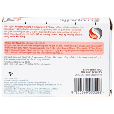 Viên ngậm Strepsils Maxpro điều trị đau họng (16 viên)