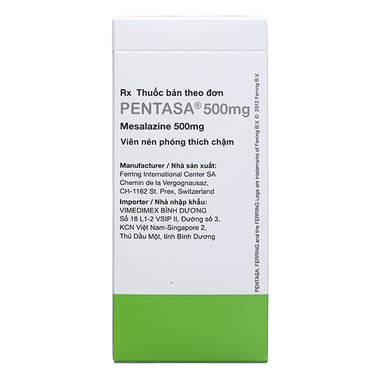 Thuốc Pentasa 500mg Ferring điều trị viêm loét đại tràng (10 vỉ x 10 viên)