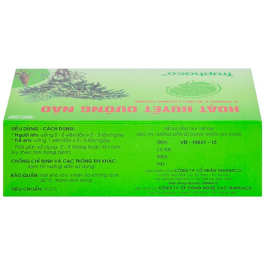 Thuốc Hoạt Huyết Dưỡng Não Traphaco bao đường trị rối loạn tuần hoàn não (5 vỉ x 20 viên)
