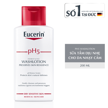 Sữa tắm Eucerin pH5 WashLotion Preserves Skin Resilience làm sạch da và duy trì độ ẩm (200ml)