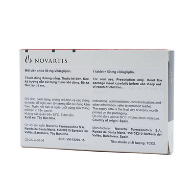 Thuốc Galvus 50mg Novartis điều trị đái tháo đường type 2 (2 vỉ x 14 viên)